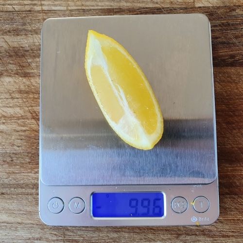 slice of lemon equals 10-15g