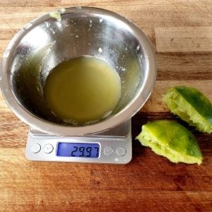 Juice of one lime in weight