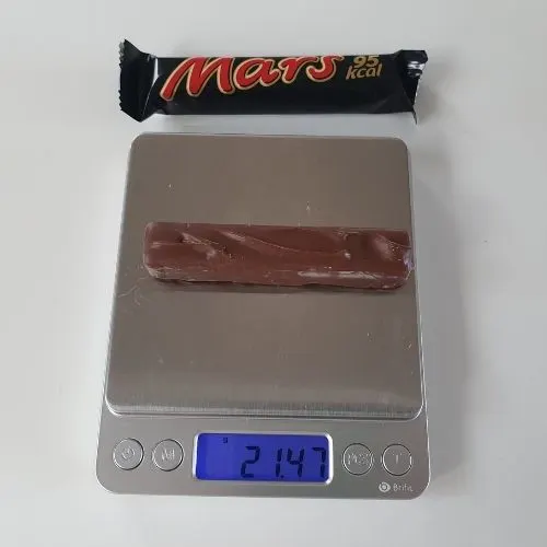Snack size bars bar on scales