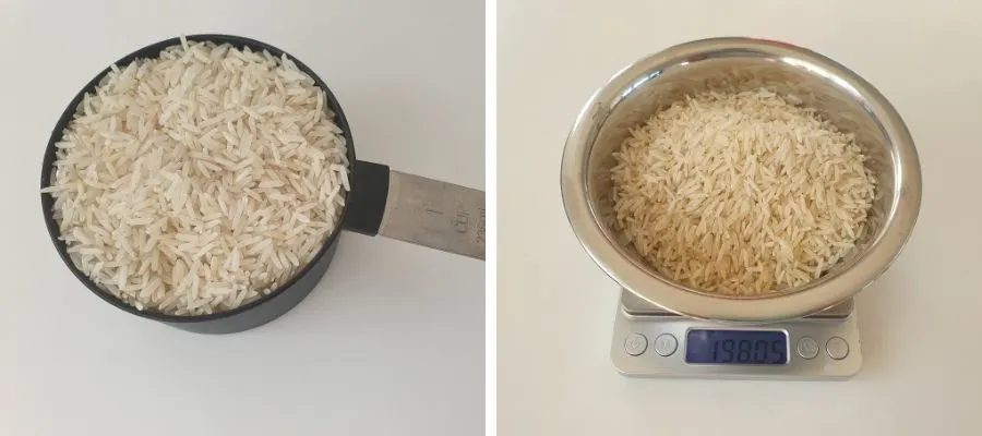 Weight of a cup of rice