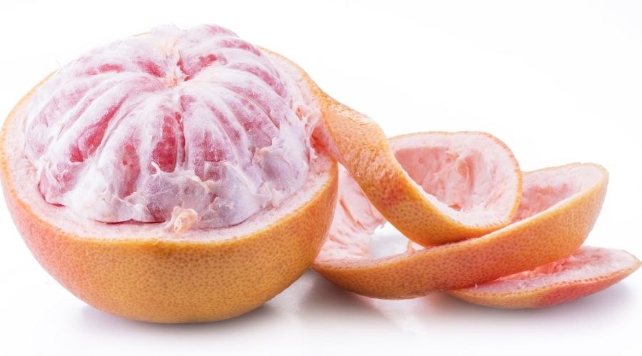 image of an average sized peeled grapefruit
