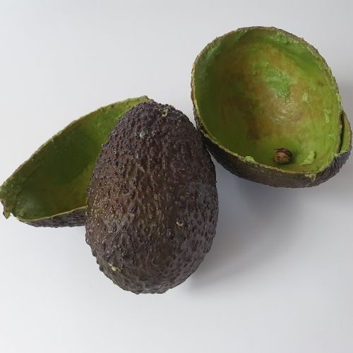 Avocado skins with the flesh and seed removed