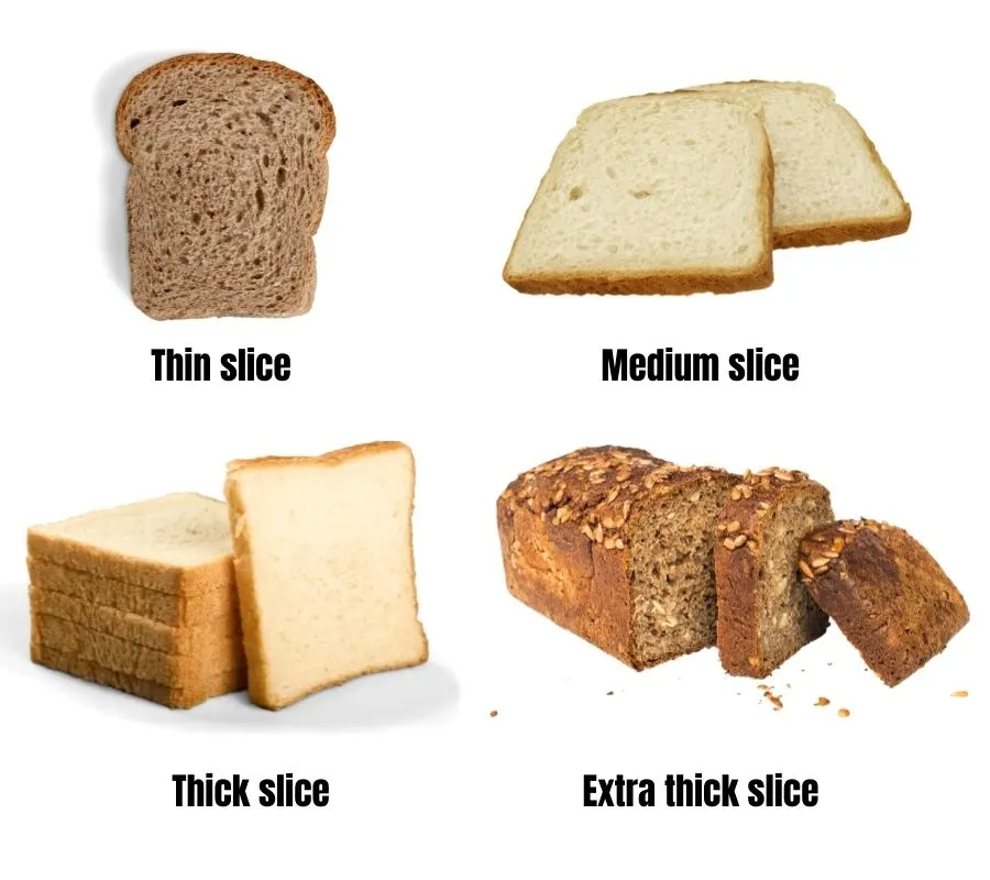infographic to show a thin, medium, thick and extra thick slice of bread