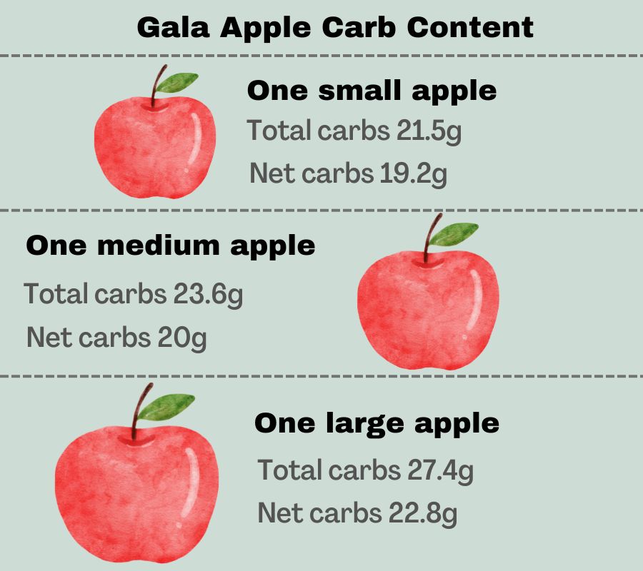 infographic to show the carb content of Gala apples