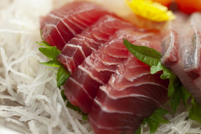 Freshly cut tuna