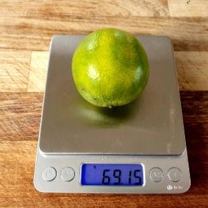weight of an average sized lime equals 70g